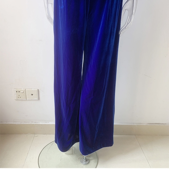 Blue NWT UNBRANDED Velvet Blazer And Wide Leg Pant Matching Set - Picture 14 of 16
